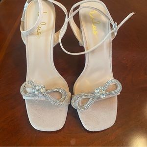 Dressy tan suede sandals.